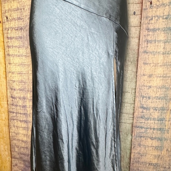 Satin One & Only Blue Women Tupe Top Sweetheart Slit Dress Size M Strapless Gown - Picture 10 of 11